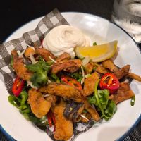 Mushroom calamari at Green Man's Arms in Carlton