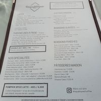 Drinks menu at Republique of Coffee in Paris