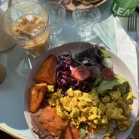 vegan rancheros   at Republique of Coffee in Paris