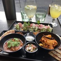 Vegan Dumplings in the back, Vegan Thali in the front   at Atticus Finch in Rotorua