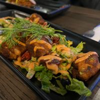 Fried tofu, with yummy salad and sundried tomatoes at Atticus Finch in Rotorua