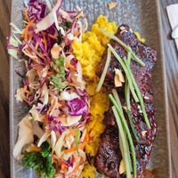 Glazed tofu on rice at Atticus Finch in Rotorua