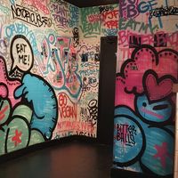 More of the graffiti wall at Vegan Junk Food Bar - De Pijp in Amsterdam