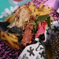 ‘beef’ and ‘chicken’ patty OMG  at Vegan Junk Food Bar - De Pijp in Amsterdam