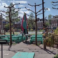 Outdoor terrace at Vegan Junk Food Bar - De Pijp in Amsterdam