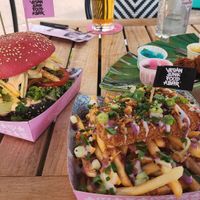 Burger and fish n chips at Vegan Junk Food Bar - De Pijp in Amsterdam