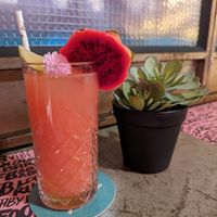 Tequila & Dragon fruit cocktail at Vegan Junk Food Bar - De Pijp in Amsterdam