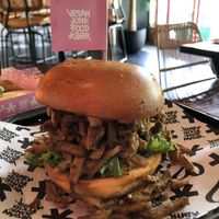 the shwarma burger  at Vegan Junk Food Bar - De Pijp in Amsterdam