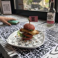 Baby chicken wing burger  at Vegan Junk Food Bar - De Pijp in Amsterdam