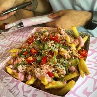Loaded fries (vegan cheese and chillis)  at Vegan Junk Food Bar - De Pijp in Amsterdam