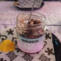 dessert, brownie dough, chocolate cream and raspberry pudding at Vegan Junk Food Bar - De Pijp in Amsterdam