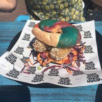 New bagel burger at Vegan Junk Food Bar - De Pijp in Amsterdam