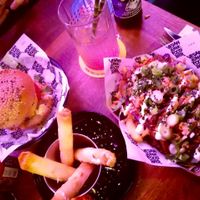 Burger, cheese sticks. And loaded fries at Vegan Junk Food Bar - De Pijp in Amsterdam