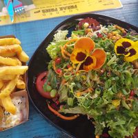 Fries and salad at Vegan Junk Food Bar - De Pijp in Amsterdam
