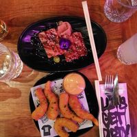 vegan sashimi and shrimps - loved it at Vegan Junk Food Bar - De Pijp in Amsterdam