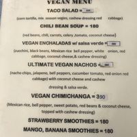 Vegan menu  at Tres Amigos Mexican Cantina in Boracay