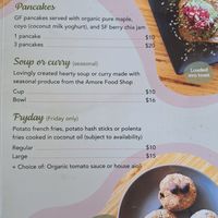 Menu at Amore Food Market & Cafe in Timaru