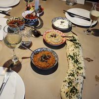 Vegan starters and garlic bread at Anatoli in Cape Town