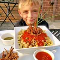 Clint loves Aya's koshari! at Aya's Cafe in Philadelphia