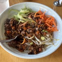 Vegan Peking noodle bowl. Filling and delicious!  at Hello Dumpling in Dallas