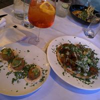 Vegan crab cakes and cauliflower flatbread  at No5nyc & The Vegoist in Astoria