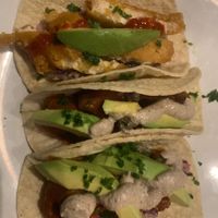 “Fish” taco, and Buffalo cauliflower tacos! 😋 yummy. Just wish the inside wasn’t fried.  at No5nyc & The Vegoist in Astoria