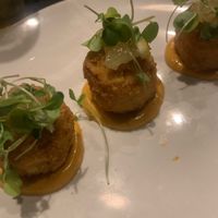 “Crab” cakes! Sooo goood!!! All vegan (:  at No5nyc & The Vegoist in Astoria