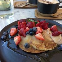 Apple Pancakes. Nice balance of flavors and filling (but not in a bad way).  at LOV in Laval