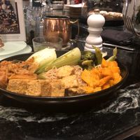 Lupini tempeh! Sweet potato, kimchi, broccoli and bok choy, right level of spicy 🌶 🔥 ❤️  at LOV in Laval