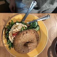 Hummus bagel at Bagels & Beans in Maastricht