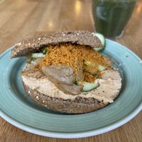Vegan Thai chicken chilli bagel  at Bagels & Beans in Maastricht