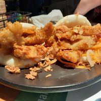 Spicy teriyaki vegan chicken hirata steamed buns at Wagamama in Newcastle Upon Tyne