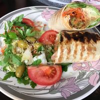 Homemade falafel and hummus wrap at Marrakech Artisan in Hastings