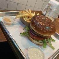 Love burger and fries   at Nature Boys in Tel Aviv