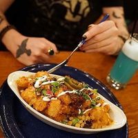 Tater Tots vegetarian dish at the Black Lodge Broadway restaurant in Vancouver, Canada. at The Black Lodge - Broadway in Vancouver