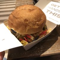 queso burger   at Beatnic - Rockefeller Plaza in New York City