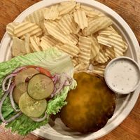 Black bean burger - the patty is house-made  at The Trolley Stop in Dayton