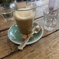 Oat latte (half drunk sorry! But a good size) at The Old Bicycle Shop in Cambridge