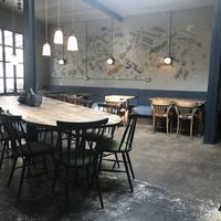 View of some of the restaurant seating .  at The Old Bicycle Shop in Cambridge