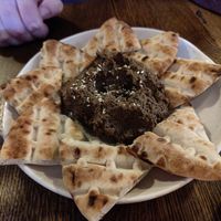 Black garlic houmous at The Old Bicycle Shop in Cambridge