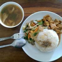 Rice and tofu at Vegetarian Restaurant in Savannakhet