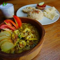 Vegan Soto - plant-based version of Indonesian traditional hot meal at Burgreens - Pondok Indah in Jakarta