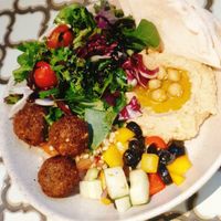 Falafel salad at Hummus Kitchen at Parnas Mall in Seoul