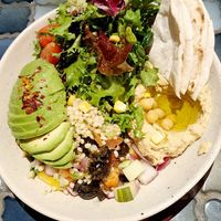 Avocado Hummus Salad (pita bread contains milk) at Hummus Kitchen at Parnas Mall in Seoul