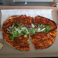 Lahmacun with the salad added at VegaNarsist - Nişantaşı in Istanbul