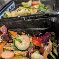 Cobb salad leftovers - nice layer of oil all over everything at The Cheesecake Factory in Pittsford