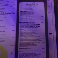Vegan menu at Cafe Bar 67 in Athens