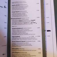 Vegan menu at Cafe Bar 67 in Athens