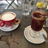 Very good coffee with almond milk and mulled wine. at Cafe Bar 67 in Athens