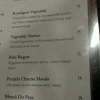 vegan menu section at Taal Indian Cuisine in West Melbourne
